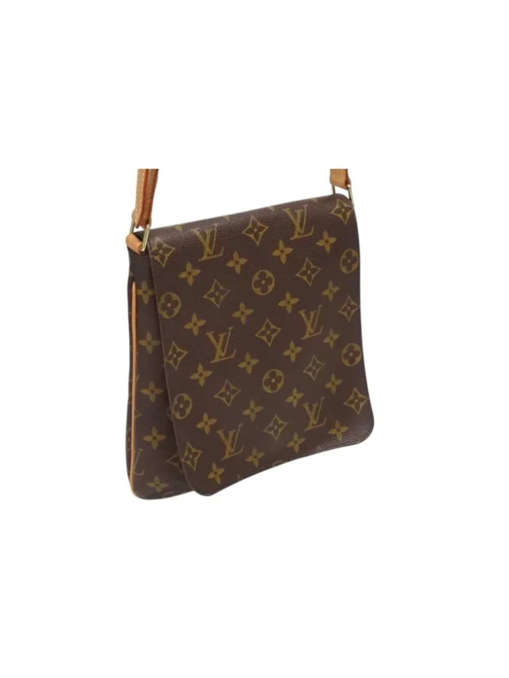 Louis Vuitton Monogram Musette Salsa Shoulder Bag Brown Vachetta Leather Gold